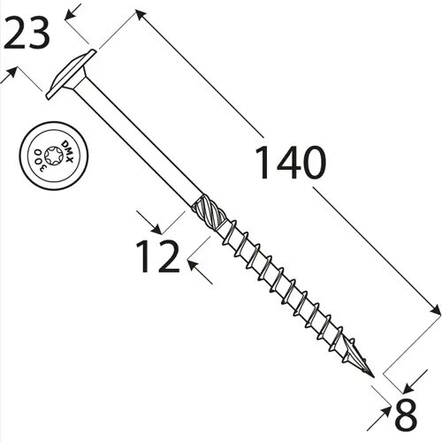 Surub pentru lemn cap saiba 6 x 140 zn Argintiu