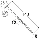 Surub pentru lemn cap saiba 6 x 140 zn Argintiu