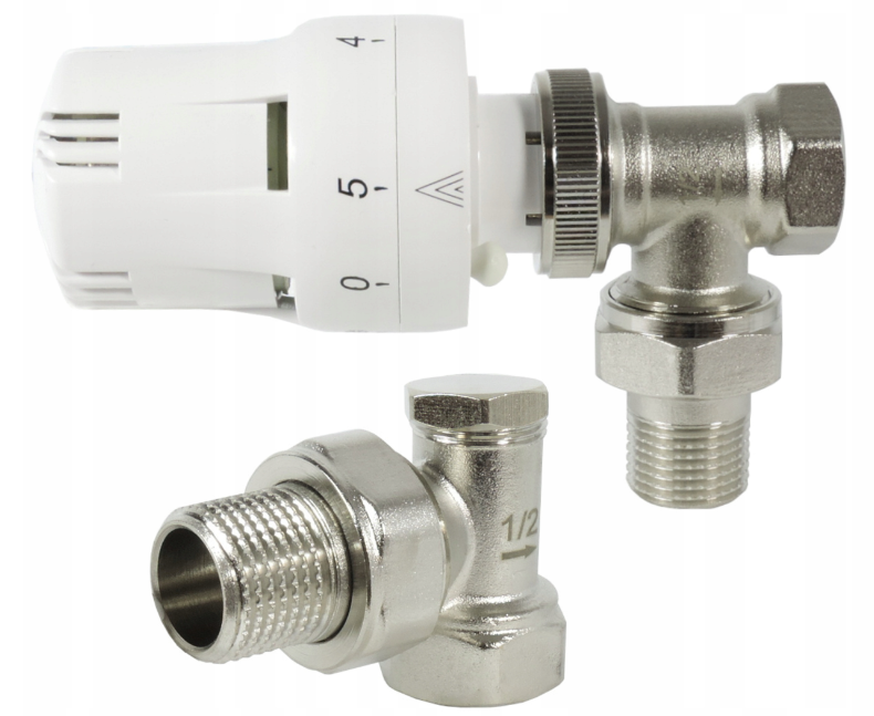 Set robineti cap termostatat alb (tur+retur) D. 1/2''