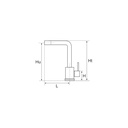 Baterie bucatarie lebada tip L INOX 5001 L:220; H:95; Hu:310; Ht:340 mm