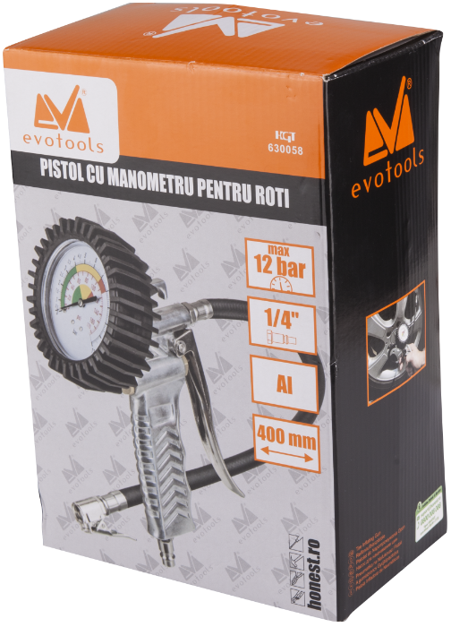 Pistol cu manometru pentru roti 400 mm 12 bari