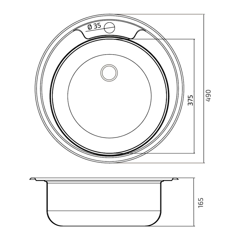 Chiuvetă bucătărie rotundă Sanobi 2000.BRM, Ø 490 mm inox