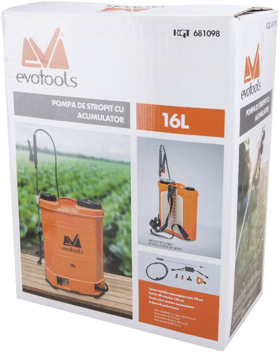 Pompa de stropit cu acumulator si spatiu depozitare V. 16 L