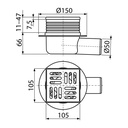 Sifon pardoseală 105×105/50 mm ieşire laterală, grătar din oţel inoxidabil, sistem de reţinere a mirosurilor umed