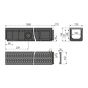 Rigolă de exterior 100 mm cu ramă din plastic și grătar din plastic, clasa A15