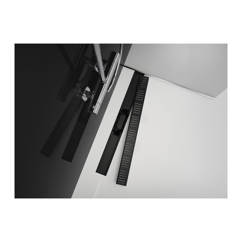 Rigolă/Canal de scurgere pentru duş APZ10BLACK cu margine pentru grătar perforat, negru-mat