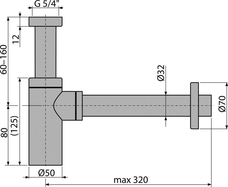 Sifon lavoar A400, design metal rotund, Ø32 