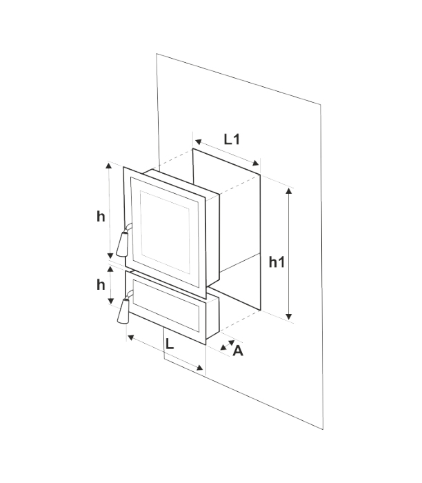 Usa soba, cenusar, economica H 270 + 140 mm, latime 250 mm