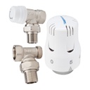 Set robineți radiator EVOsanitary colț tur-retur cu cap termostatic 1/2”