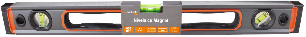 Nivela cu magnet, 3 indicatori si manere PLUS, lungime 100 cm