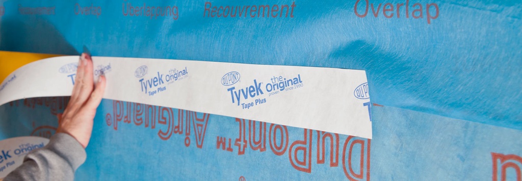 Banda autoadeziva pe doubleside pentru membrane Tyvek®, respirație și AirGuard® pentru controlul vaporilor 50x25000mm