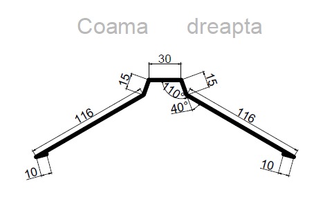 Coamă dreaptă pentru tablă cutată RAL 7016 gri antracit, 0,4x312x2000 mm 