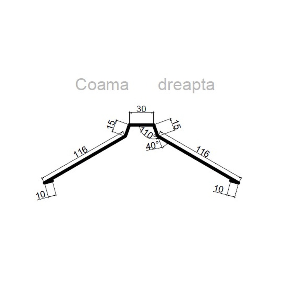Coamă dreaptă pentru tablă cutată RAL 7016 gri antracit, 0,4x312x2000 mm 