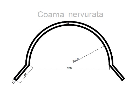 Coamă semirotundă RAL3005 vișiu lucios pentru țiglă metalică 0,4x312x2000 mm