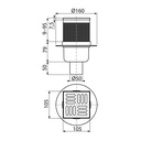 Sifon pardoseală 105×105/50 mm ieşire verticală APV2 grătar din oţel inoxidabil, sistem de reţinere a mirosurilor umed