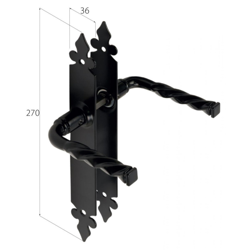 Manere din metal, vopsit negru, Lilia fara sild