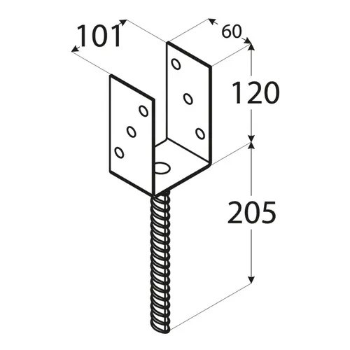 PS 100 U Suport stâlp clasic 101x120x4 mm (sarcină grea)