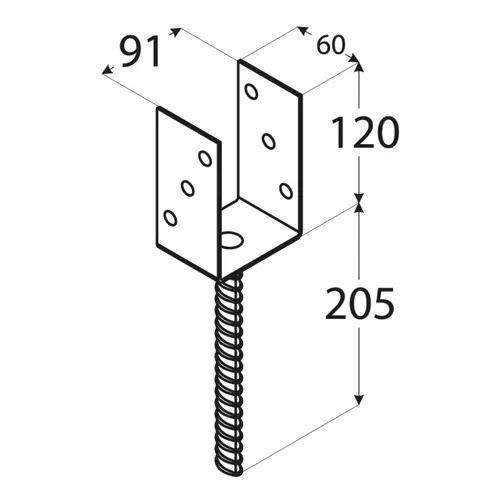 PS 90 U Suport stâlp clasic 91x120x4 mm (sarcină grea)