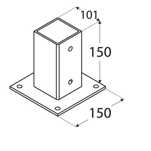 PSP 100 Suport stâlp cu fixare în șuruburi 101x150x2 mm