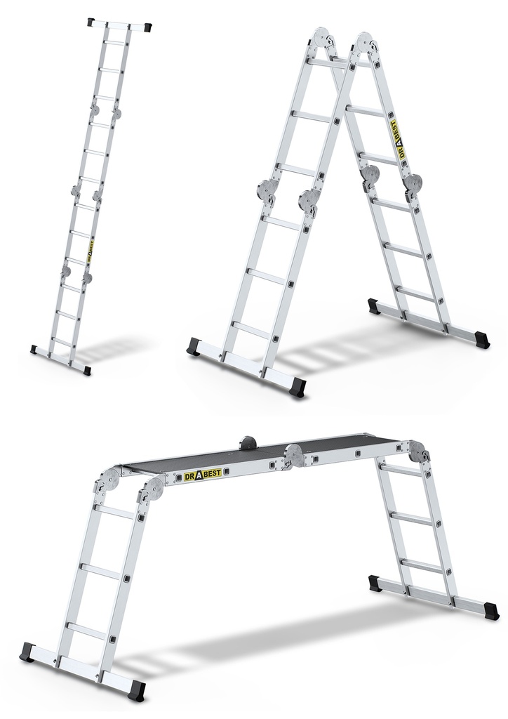 Scara Profesionala din aluminiu 4x3 trepte, 150 kg, universala echipata cu platforma