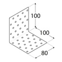 Colțar/vinclu metalic perforat din oțel zincat 100x100x80x2 mm