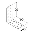 Colțar/vinclu din oțel zincat perforat, 90X90X40X2 mm