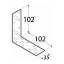 Colțar/vinclu din oțel zincat perforat îngust, 102X102X35X2.5 mm