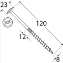 Holșuruburi autofiletante cu cap plat din oțel zincat, pentru construcții din lemn, 8x120 mm