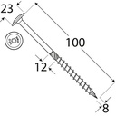 Holșurub de construcții cu cap plat TX, 8x100 mm, 50 buc