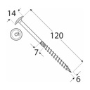 Holșurub de construcții cu cap plat TX, 6x120 mm, 100 buc