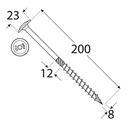 Holșurub de construcții cu cap plat TX, 8x200 mm, 50 buc