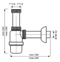 Sifon cu pahar decantor 1”1/4-1”1/2, iesire Ø32-40