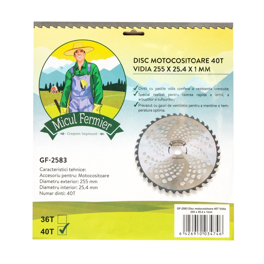 Disc motocositoare 40T Vidia 255x25.4x1mm