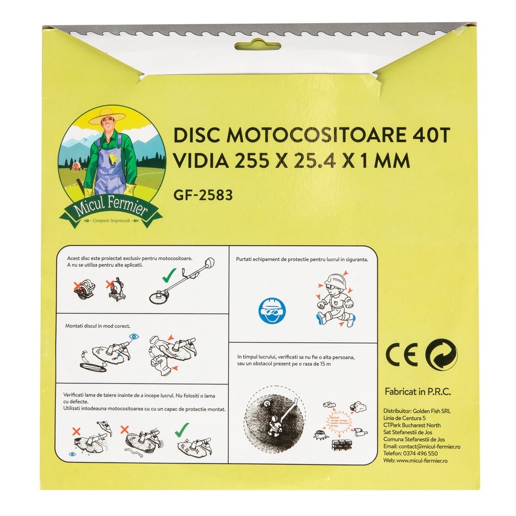 Disc motocositoare 40T Vidia 255x25.4x1mm