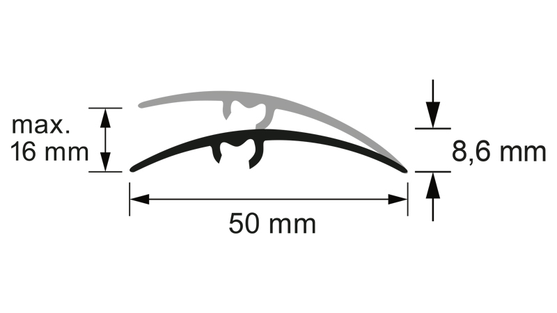Profil trecere din aluminiu S65, nuc, latime 50 mm, lungime 93 cm