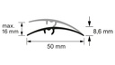 Profil trecere din aluminiu S65, nuc, latime 50 mm, lungime 93 cm