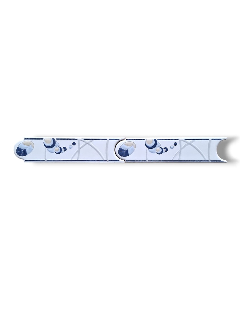 List ceramic decor 200x50 mm, flori, albastru, alb