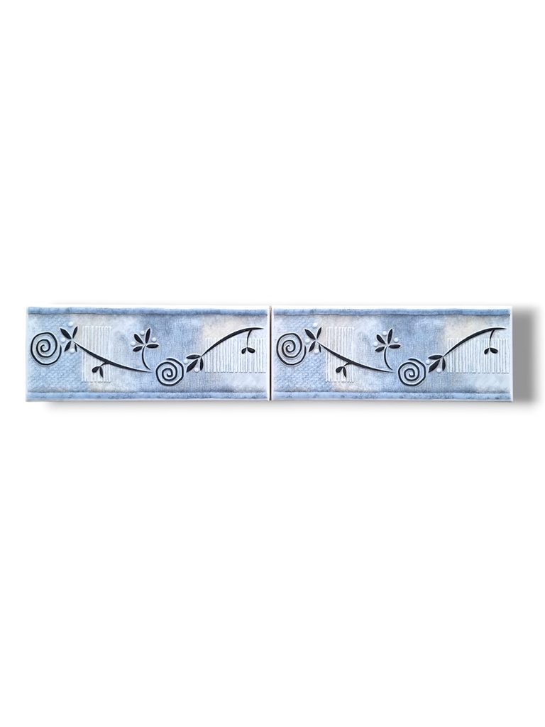 List ceramic decor 250x100 mm, flori, albastru