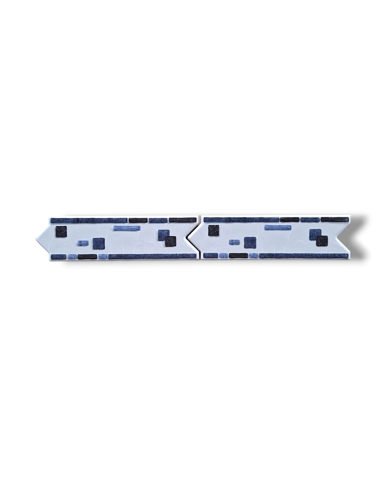 List ceramic decor 200x60 mm, figuine, albastru, gri, alb
