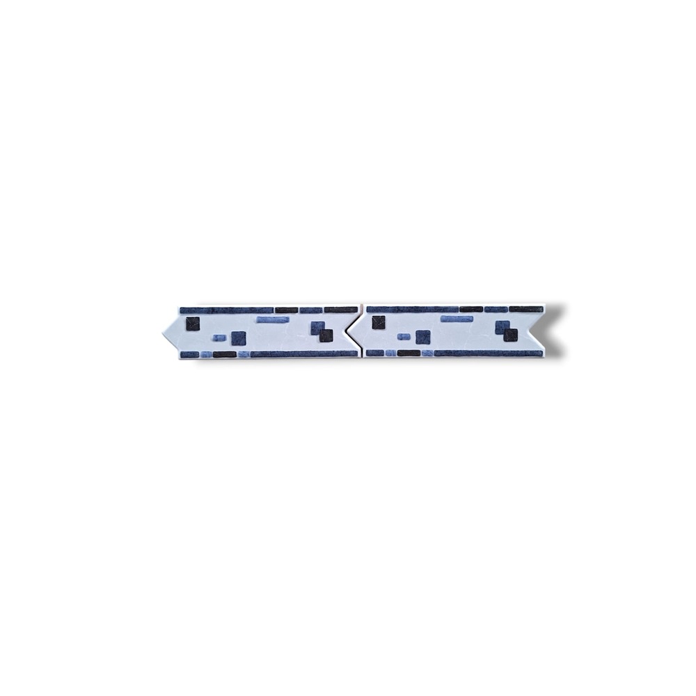 List ceramic decor 200x60 mm, figuine, albastru, gri, alb