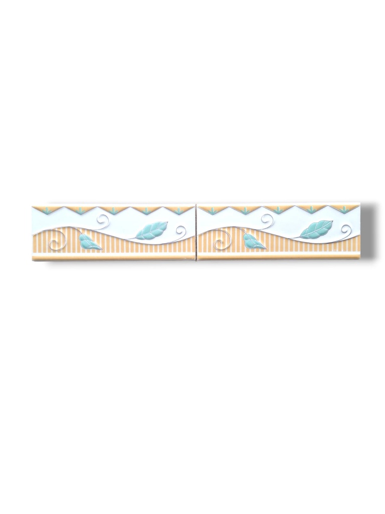 List ceramic decor 200x70 mm, flori, galben, alb, verde