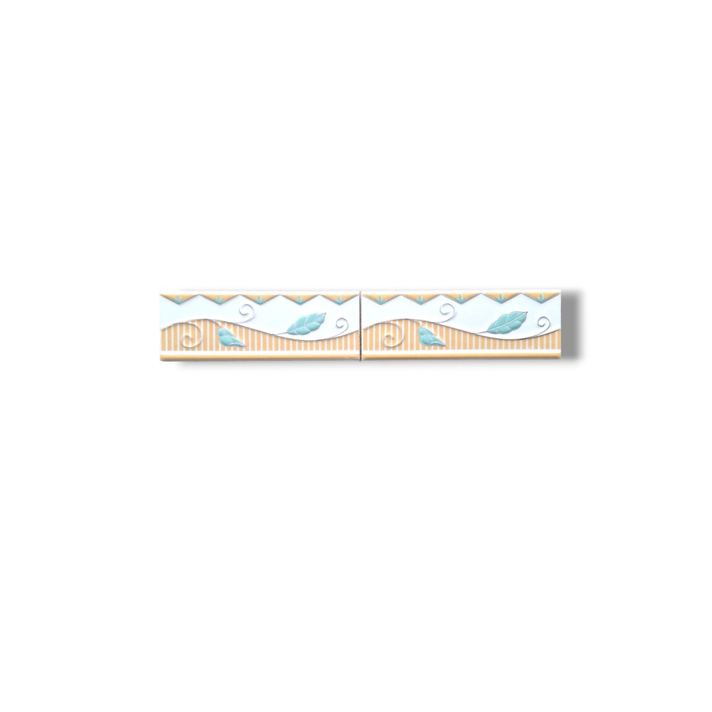 List ceramic decor 200x70 mm, flori, galben, alb, verde