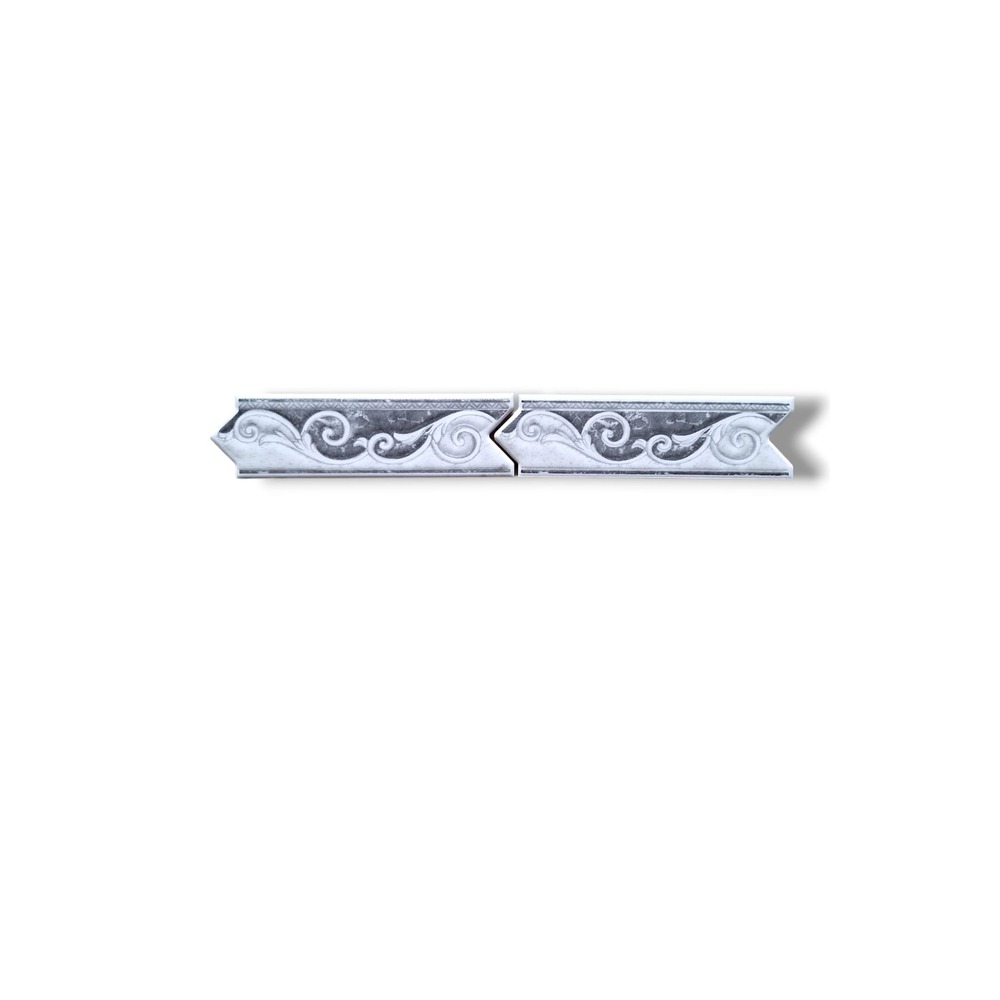 List ceramic decor 200x60 mm, alb, grey