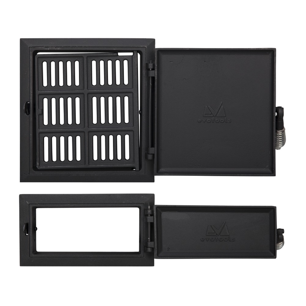 Ușă pentru sobă și cenușar din fontă model Motive Romanesti, înalțime 275+140 x 255 mm lățime