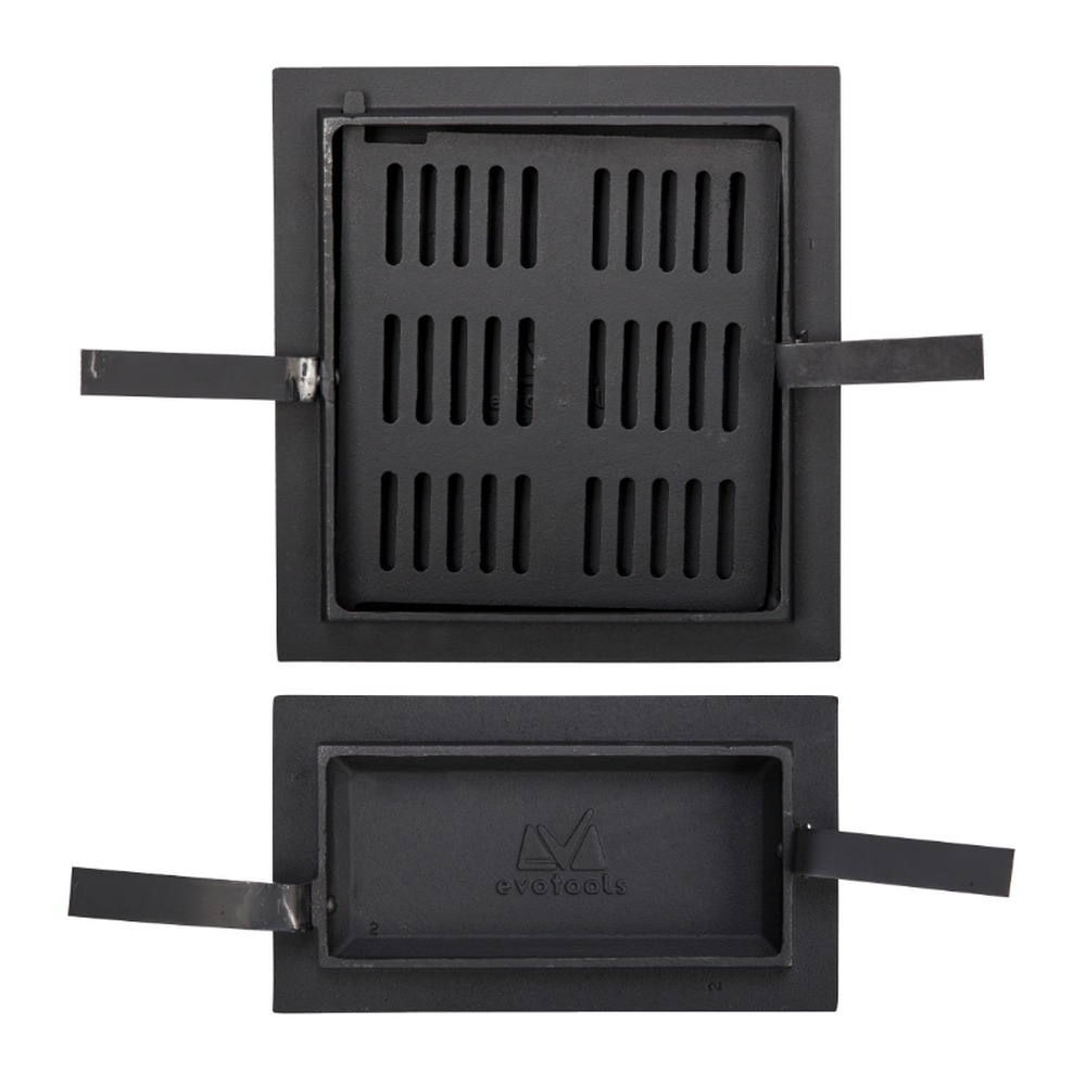 Ușă pentru sobă și cenușar din fontă model Motive Romanesti, înalțime 275+140 x 255 mm lățime