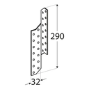 Ancoră pană-căprior fixare stanga din oțel zincat, 32x32x290x2 mm, LK7