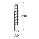Ancoră pană-căprior fixare deapta din oțel zincat, 32x32x290x2 mm LK8