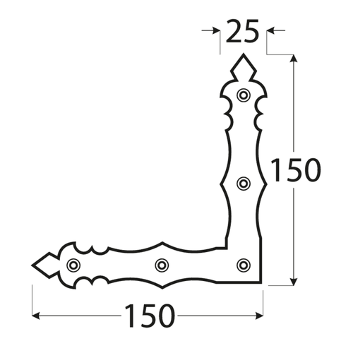 NAD 1 C - Colțar plat decorativ, negru 150x150x25x2,5 mm, pentru montarea cadru, geam, ușă și obloane