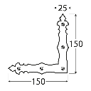 NAD 1 C - Colțar plat decorativ, negru 150x150x25x2,5 mm, pentru montarea cadru, geam, ușă și obloane