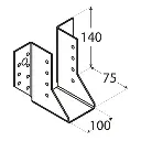 Papuc tip B din oțel zincat pentru grindă lemn 100x140x75x2 mm